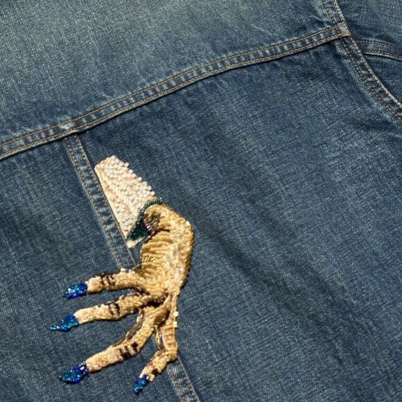 Undercover $1,995 hand beaded denim jacket ghost hand 23AW - Picture 4 of 7